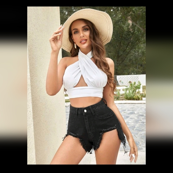 Large Fringe Cutt off Shorts High Waist Jean Shorts - Picture 1 of 6